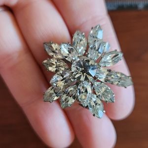 Vintage Rhinestone Layered Starburst Brooch